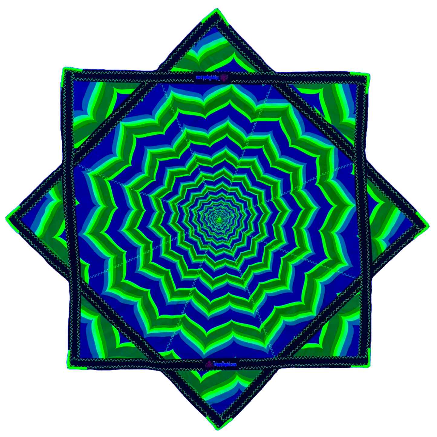 *OLD MATERIAL DISCOUNT* 022.Mini - Neon Blue & Green Fractal Flowstar (UV-Reactive) 24"