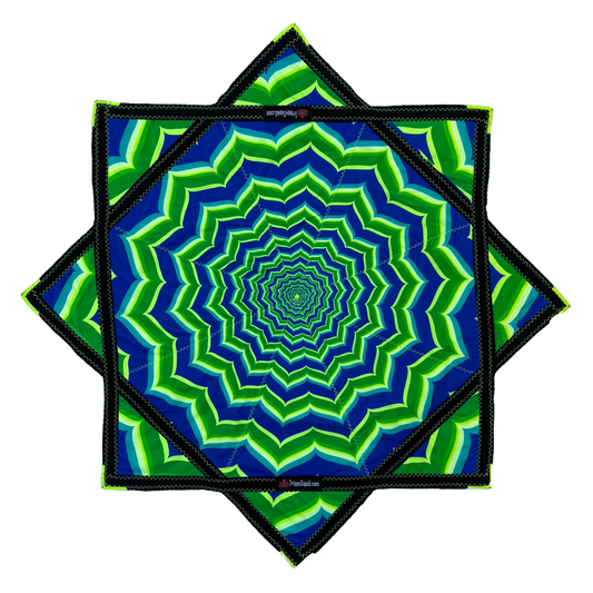 *OLD MATERIAL DISCOUNT* 022.Mini - Neon Blue & Green Fractal Flowstar (UV-Reactive) 24"