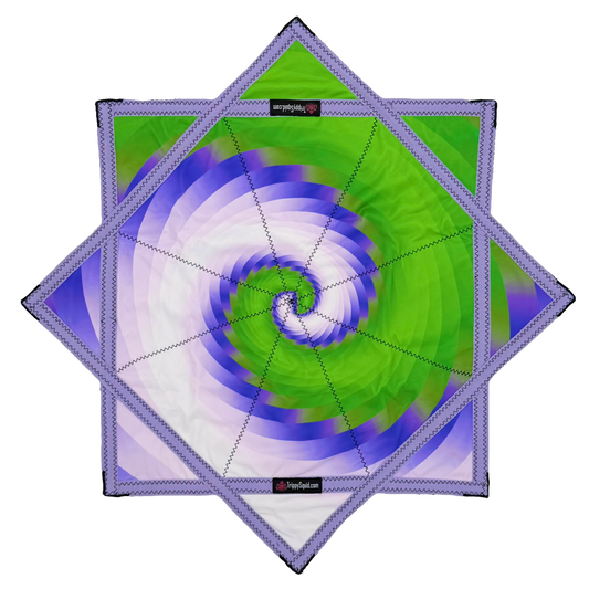 Mini.047 - Green Goblin Spiral Flowstar (UV-Reactive) 24"