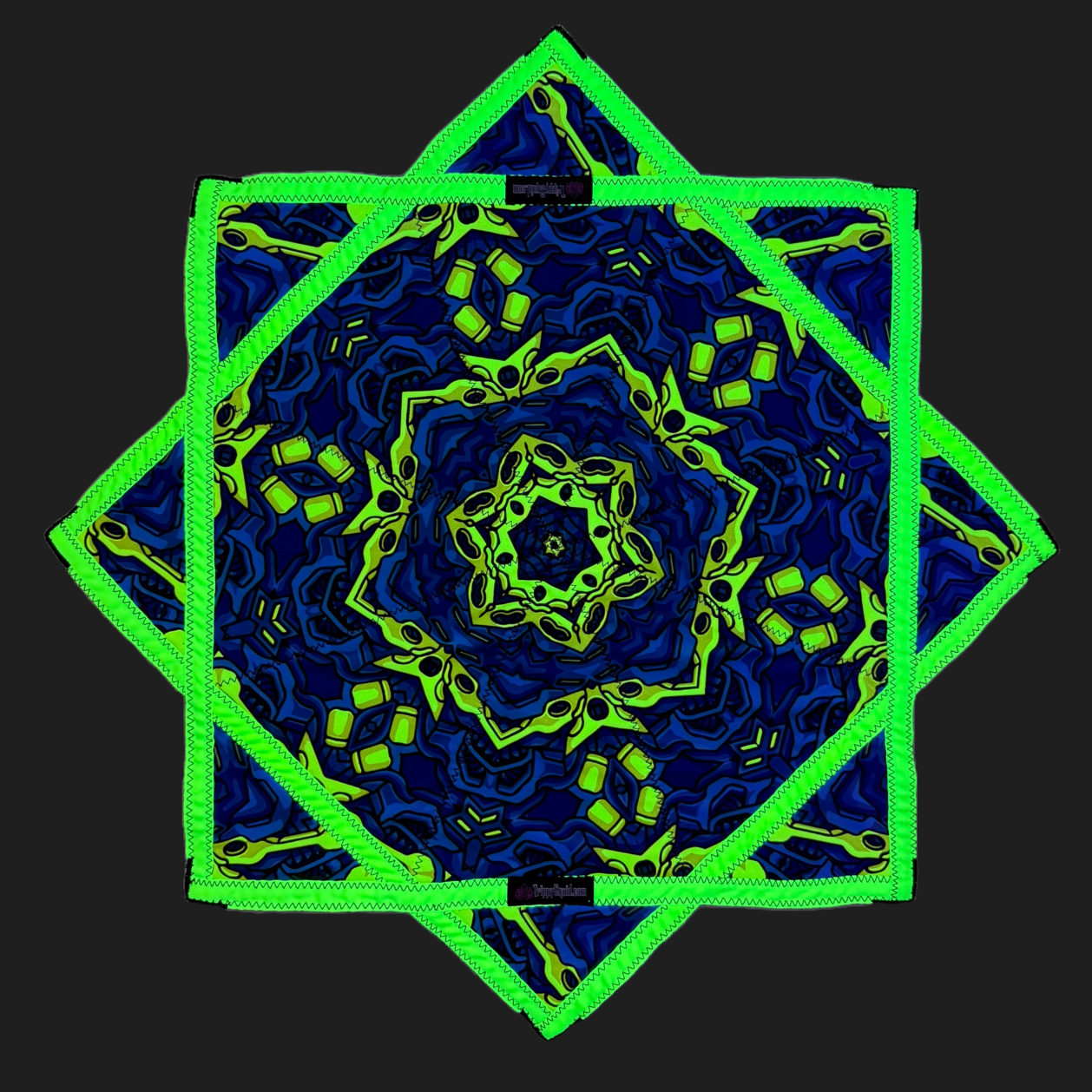 *OLD MATERIAL DISCOUNT* 010.Mini - Blue & UV Yellow Robotic Design + 2x Sided Flow Star (UV Print & Edge) 24"