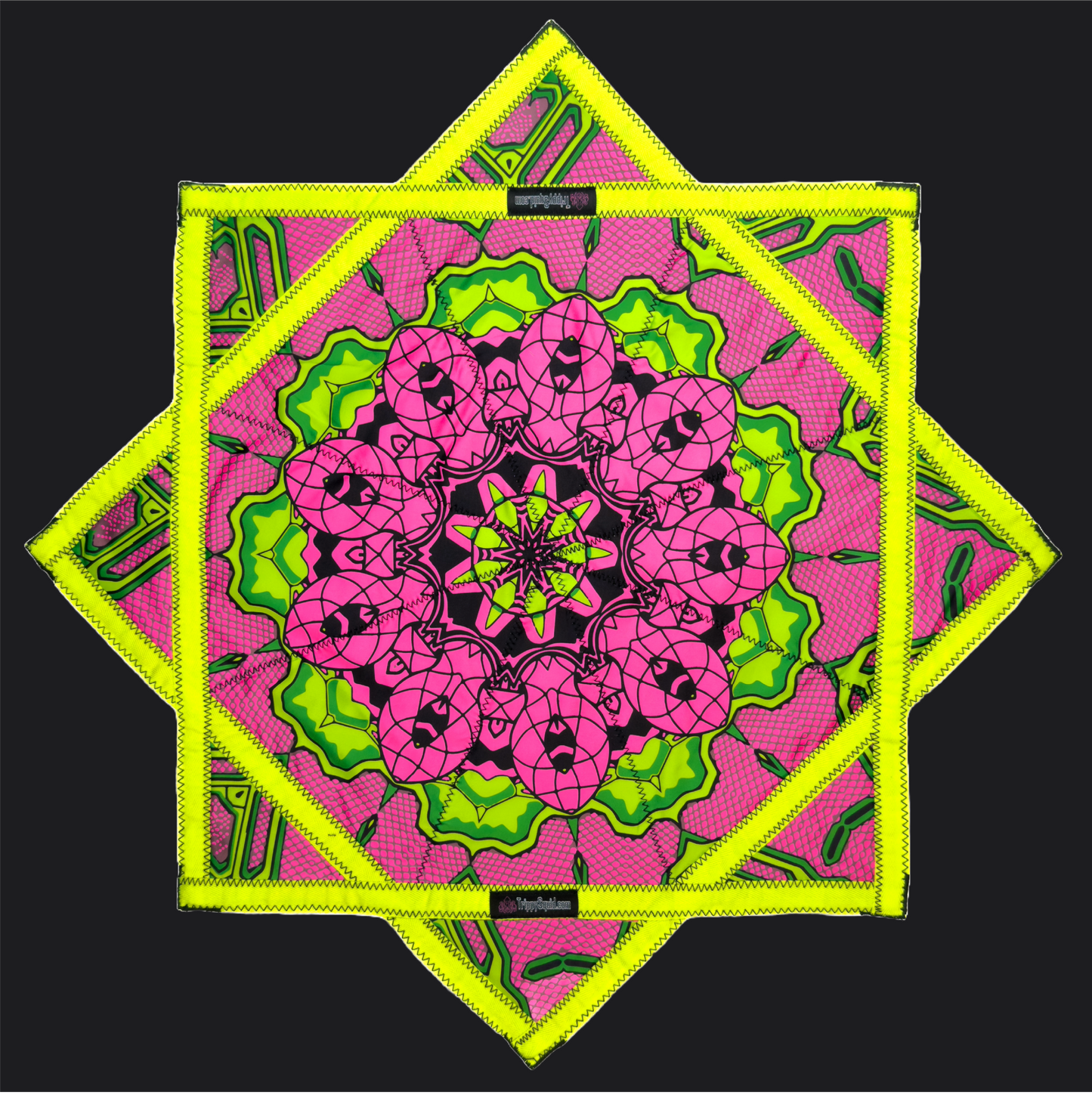 *OLD MATERIAL DISCOUNT* 008 - Neon Yellow & Pink 2x Sided Flow Star (UV-REACTIVE Print + Edge) 26"
