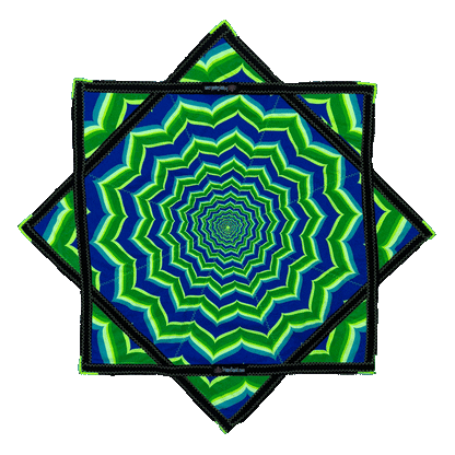 *OLD MATERIAL DISCOUNT* 022.Mini - Neon Blue & Green Fractal Flowstar (UV-Reactive) 24"