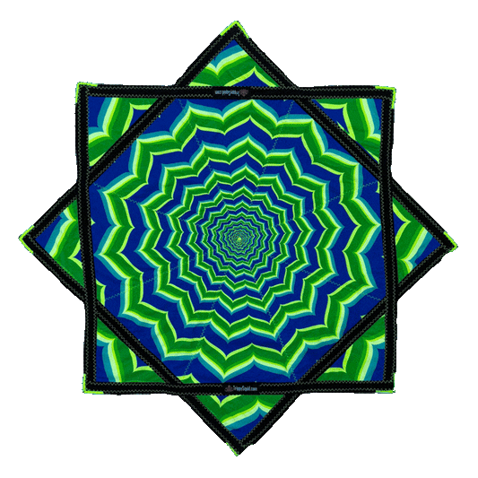 *OLD MATERIAL DISCOUNT* 022.Mini - Neon Blue & Green Fractal Flowstar (UV-Reactive) 24"