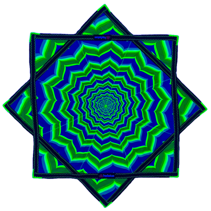 *OLD MATERIAL DISCOUNT* 022.Mini - Neon Blue & Green Fractal Flowstar (UV-Reactive) 24"