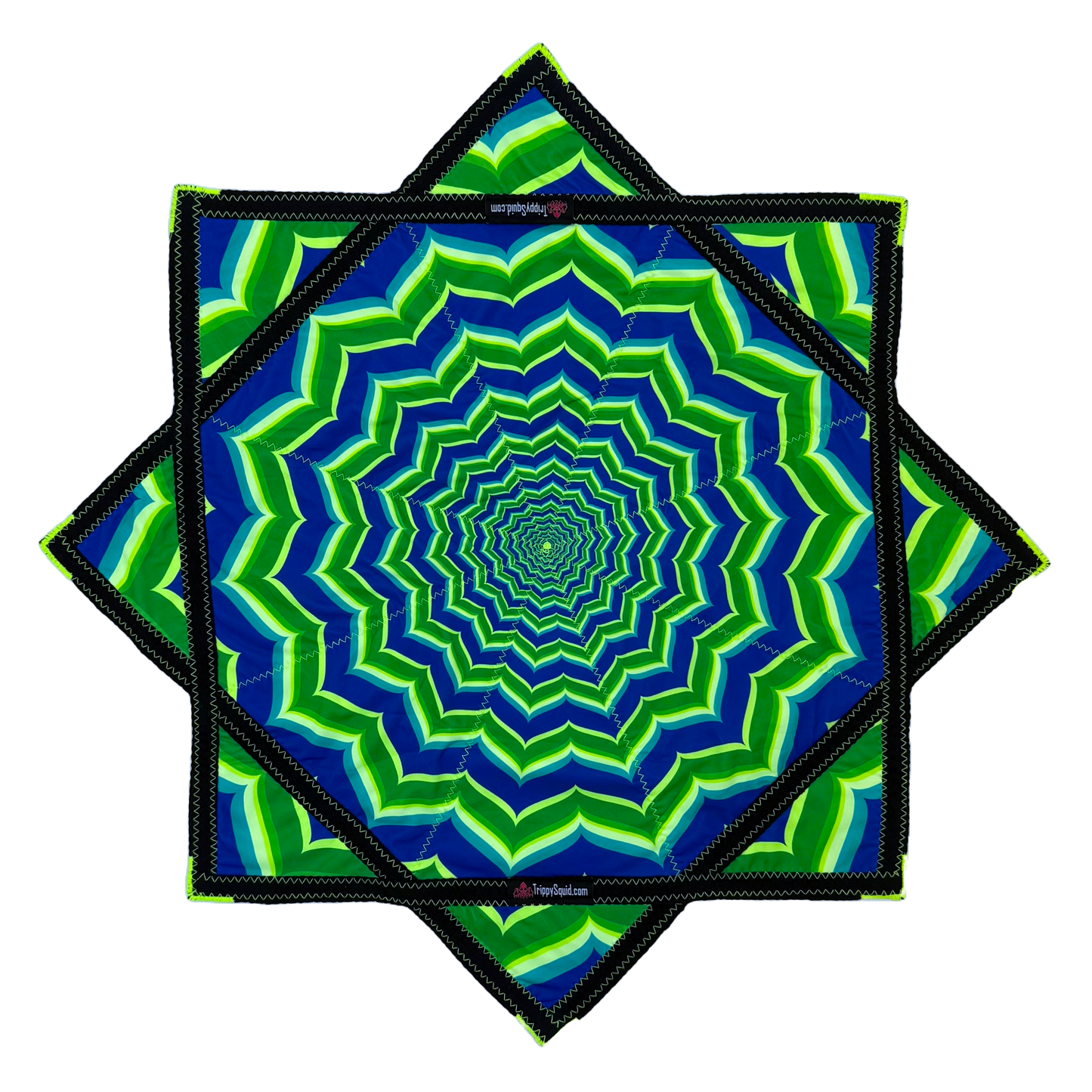 *OLD MATERIAL DISCOUNT* 022.Mini - Neon Blue & Green Fractal Flowstar (UV-Reactive) 24"