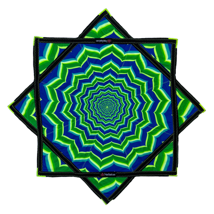 *OLD MATERIAL DISCOUNT* 022.Mini - Neon Blue & Green Fractal Flowstar (UV-Reactive) 24"