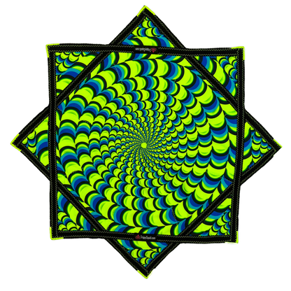 *OLD MATERIAL DISCOUNT* 022.Mini - Neon Blue & Green Fractal Flowstar (UV-Reactive) 24"