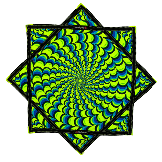 *OLD MATERIAL DISCOUNT* 022.Mini - Neon Blue & Green Fractal Flowstar (UV-Reactive) 24"