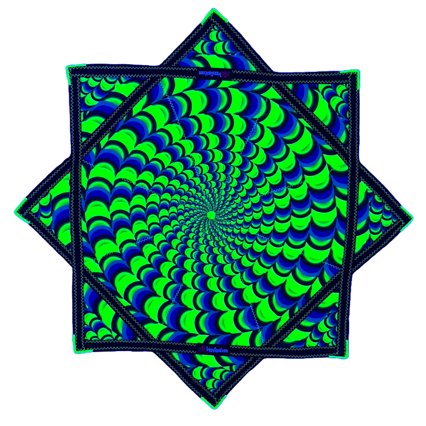 *OLD MATERIAL DISCOUNT* 022.Mini - Neon Blue & Green Fractal Flowstar (UV-Reactive) 24"