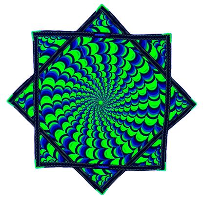 *OLD MATERIAL DISCOUNT* 022.Mini - Neon Blue & Green Fractal Flowstar (UV-Reactive) 24"
