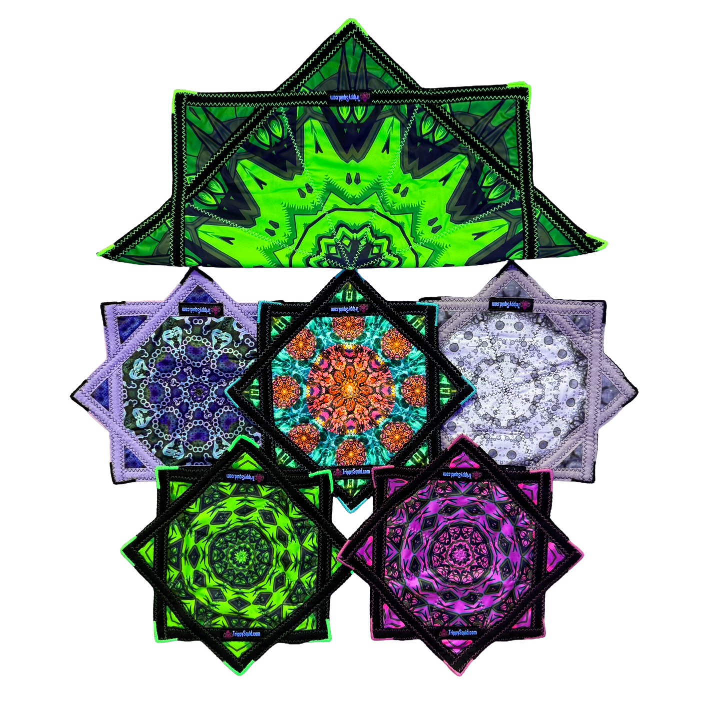 inking.034 - Green Robotic Fractal Flowstar (UV-Reactive) 14"