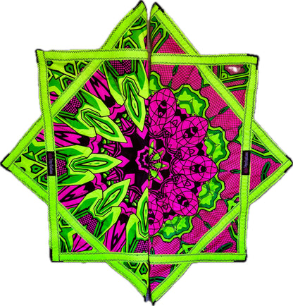 (Begin Shipping Jan. 3rd) Neon Yellow & Pink 2x Sided Flow Star (UV-REACTIVE Print + Edge)