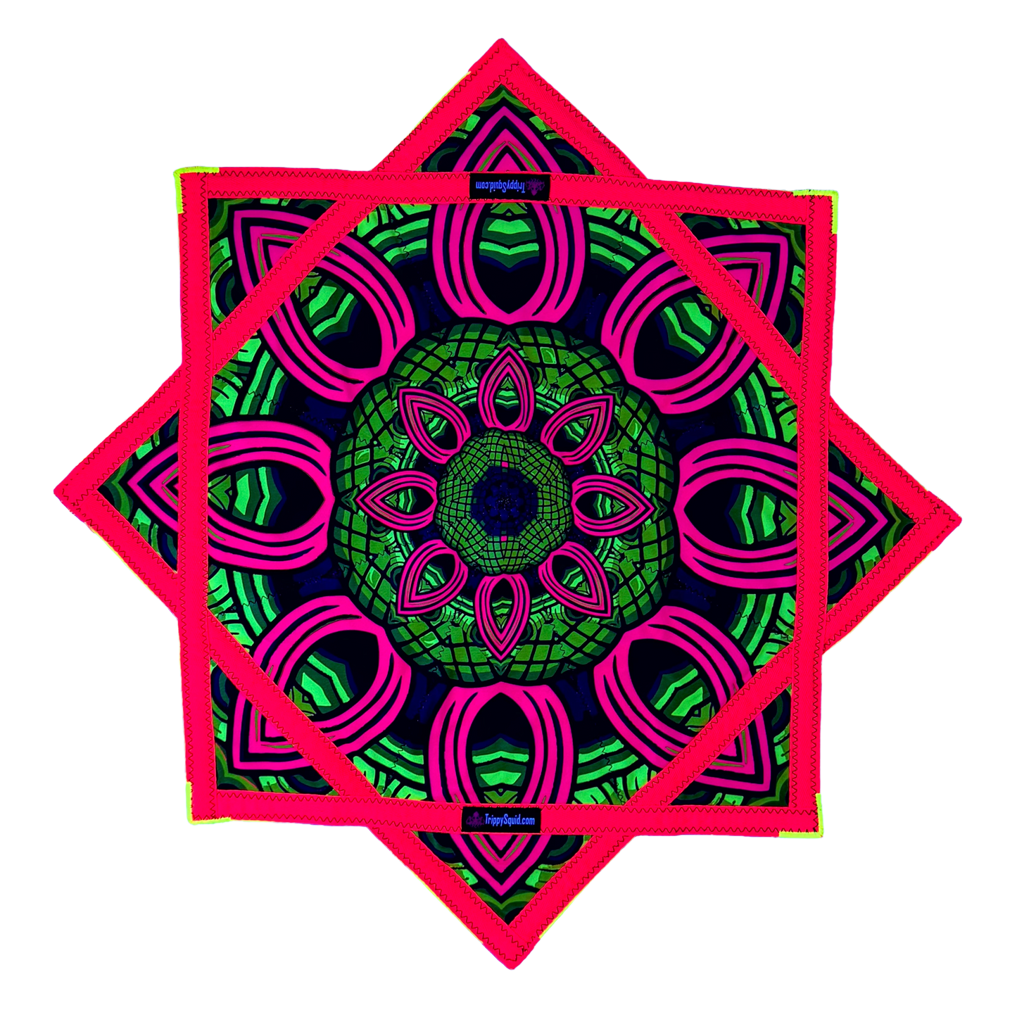 065.Neon Pink & Yellow Mayan Flowstar 26" (UV-Reactive)