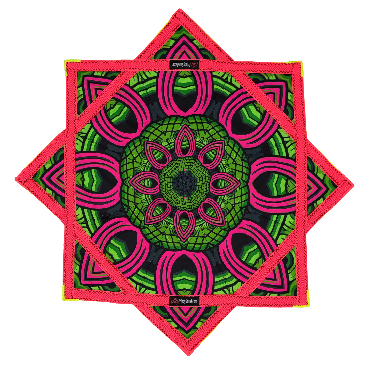 065.Neon Pink & Yellow Mayan Flowstar 26" (UV-Reactive)