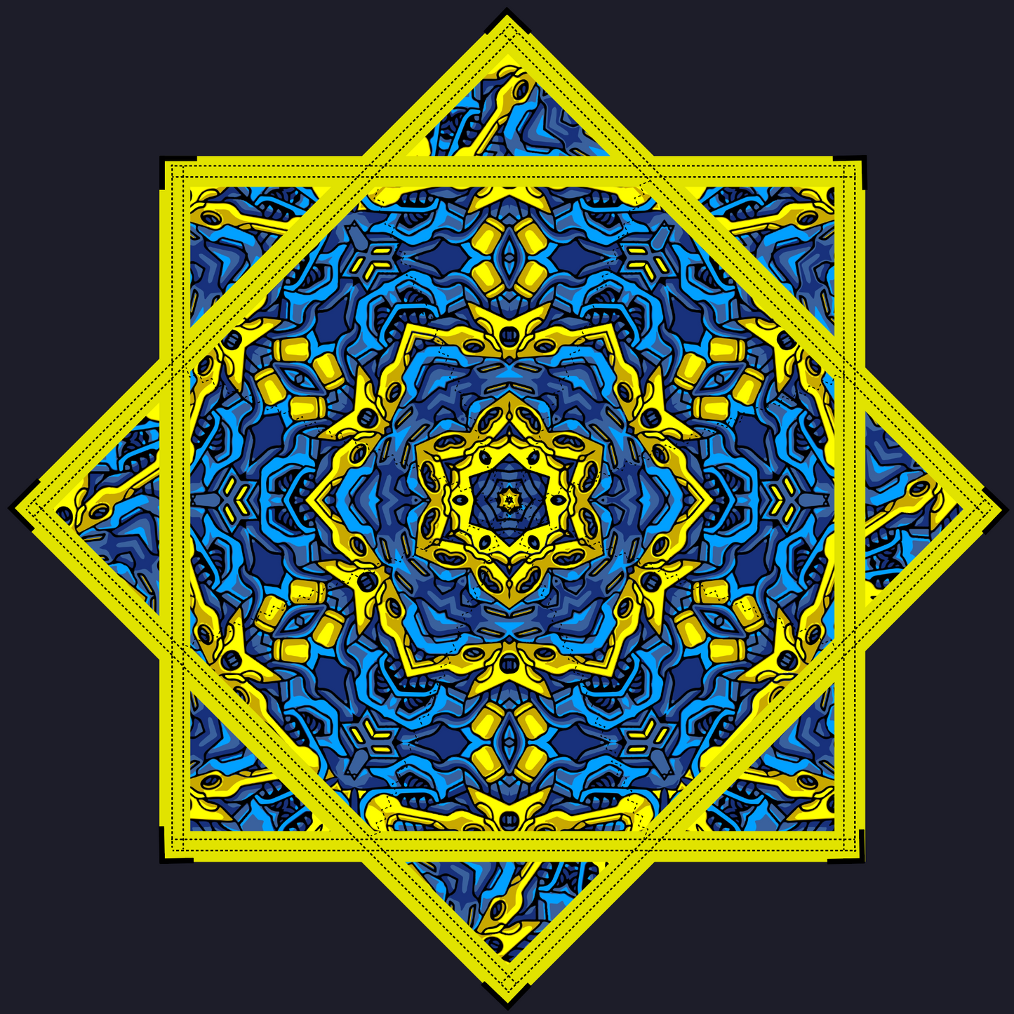 (Begin Shipping Dec. 26th)Blue & UV Yellow Robotic Design + 2x Sided Flow Star (UV Print & Edge)