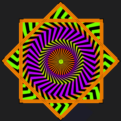 (Begin Shipping Dec. 26th)Orange & Green Geometric Spiral  + 2x Sided FlowStar (UV Print & Edge)