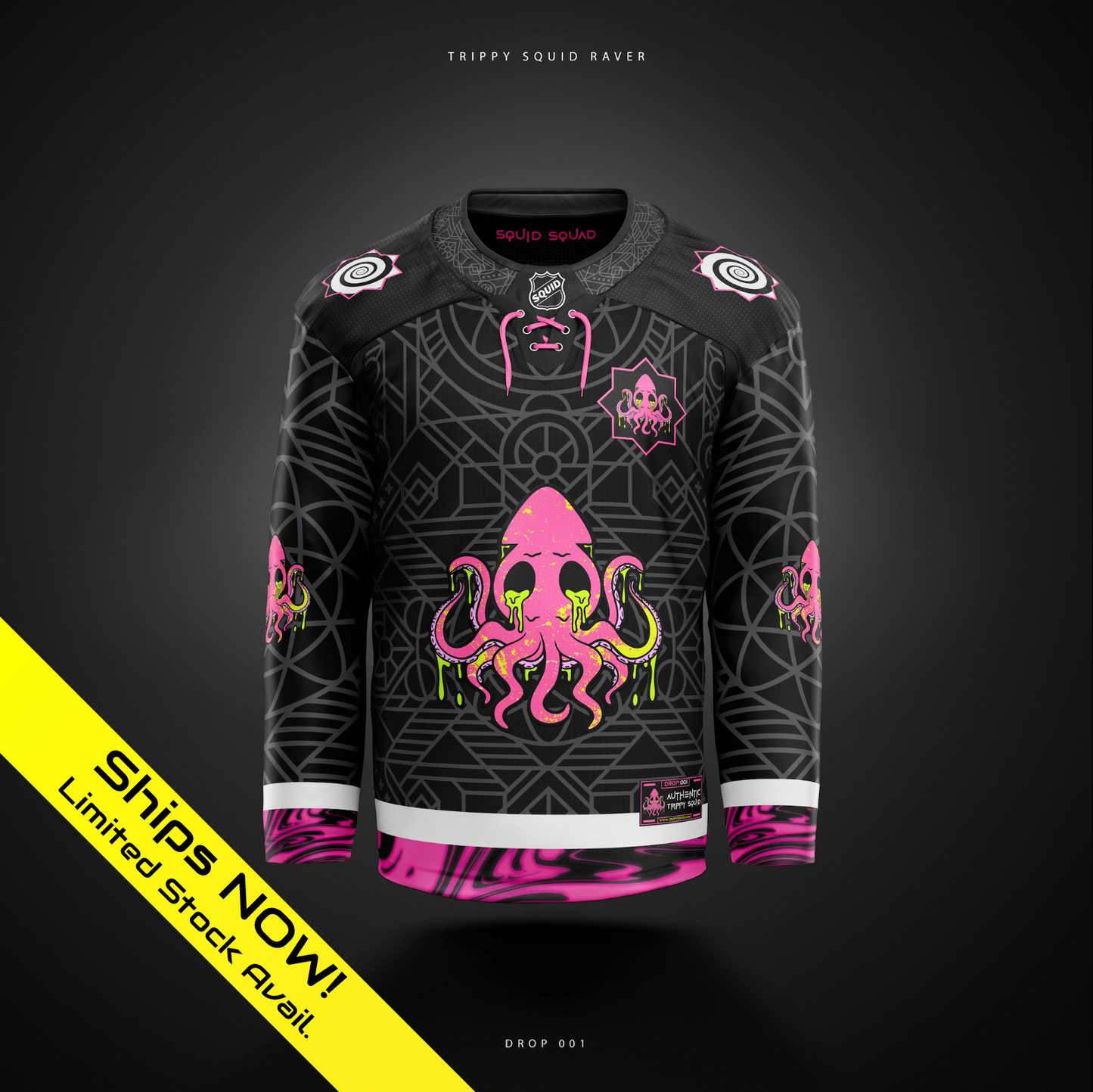 *In-Stock* D.001 - Trippy Squid Hockey Jersey (Full Embroidered)
